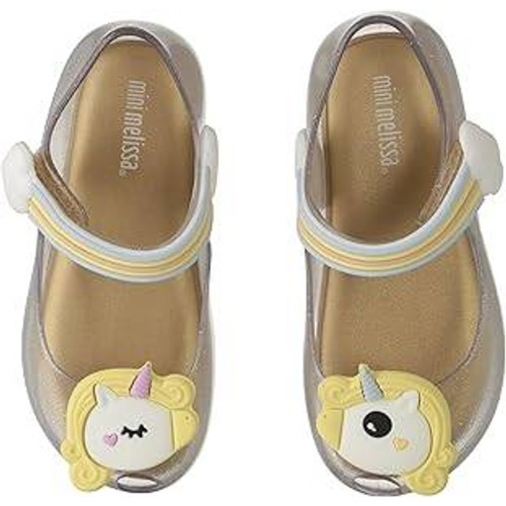Mini Melissa Girl's 8 Mini Ultragirl Unicorn Mary Jane Flat Shoes Rainbow Cream